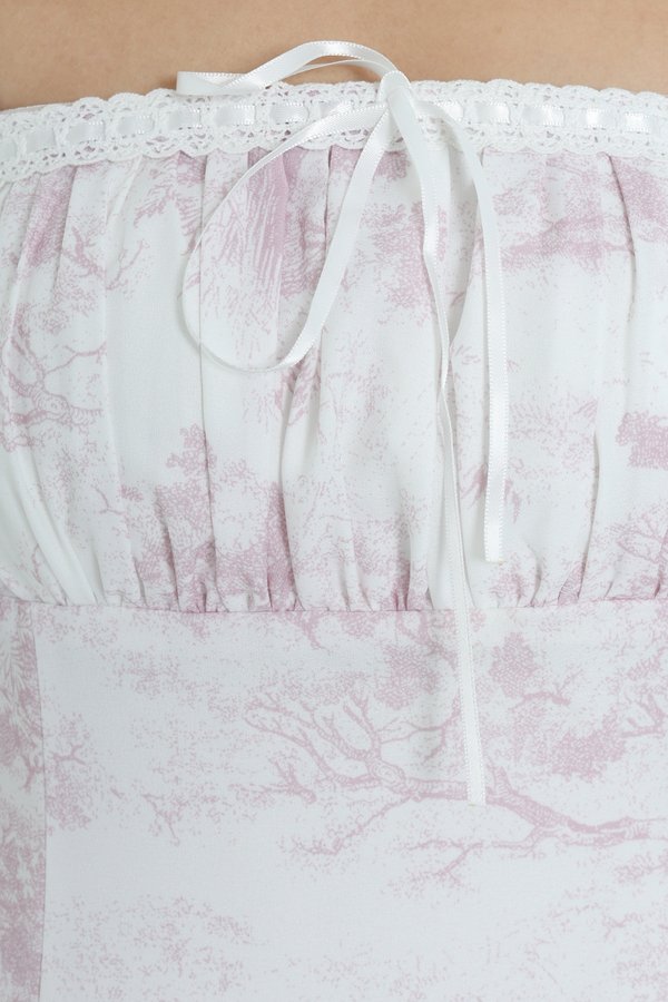 *TPZ* DIORELIA LACE RIBBON MAXI DRESS IN TOILE DE SECRET SOFT PINK
