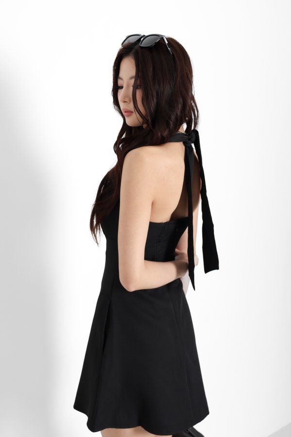 *TPZ* MINI MIA HALTER DRESS ROMPER (WITH DETACHABLE SHORTS) IN BLACK