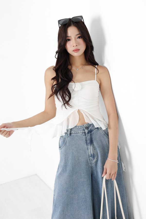 *TPZ LUXE MESH* JELLYFISH ROSE MESH TOP IN WHITE