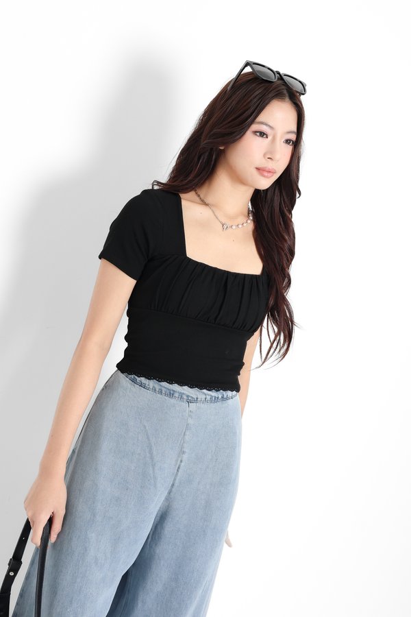 *TPZ PERFECT* DREA SLEEVED LACE TOP IN BLACK