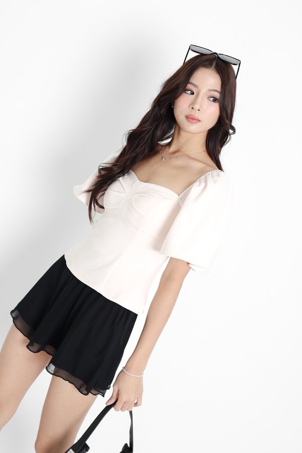 *TPZ* CIA SWEETHEART FLUTTER TOP IN CHAMPAGNE PEARL