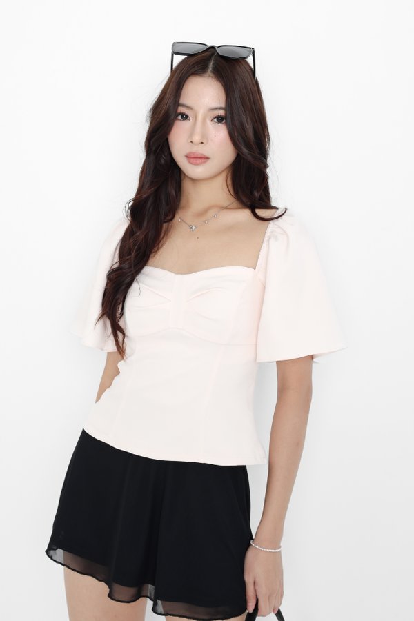*TPZ* CIA SWEETHEART FLUTTER TOP IN CHAMPAGNE PEARL