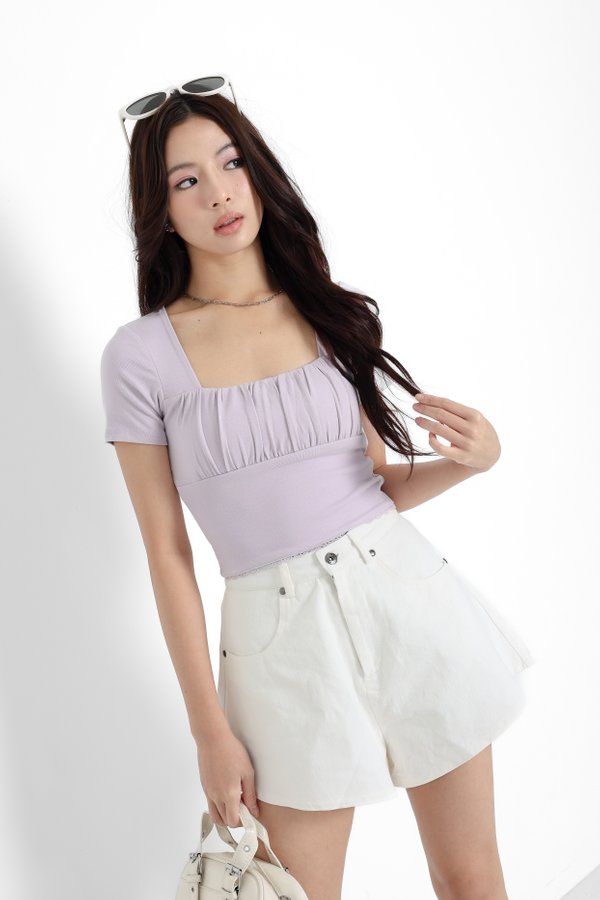 *TPZ PERFECT* DREA SLEEVED LACE TOP IN ICE LILAC