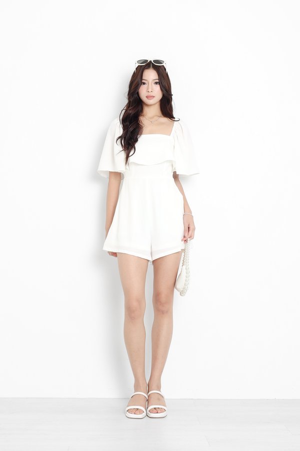 *TPZ* CLOVELLE FLUTTER ROMPER IN WHITE