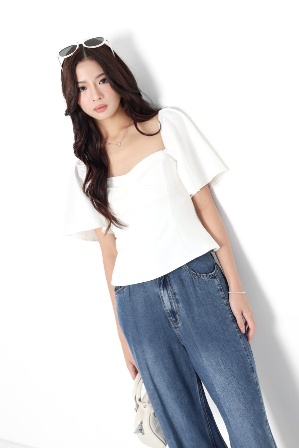 *TPZ* CIA SWEETHEART FLUTTER TOP IN WHITE