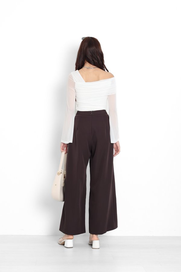 *TPZ* KALA HIGH WAISTED PLEATED PANTS (PETITE) IN FRIGGIN' BROWN