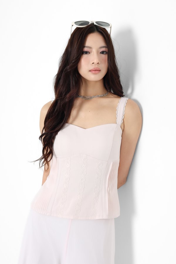 *TPZ* ZENYA ENCHANTED LACE TOP IN ICE PINK