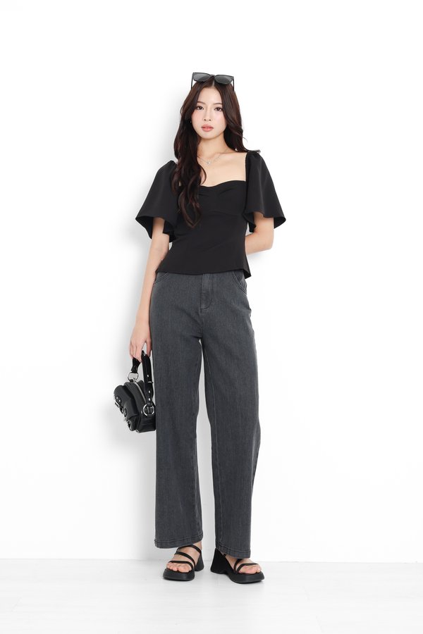 *TPZ* CIA SWEETHEART FLUTTER TOP IN BLACK