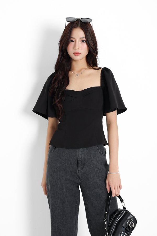 *TPZ* CIA SWEETHEART FLUTTER TOP IN BLACK