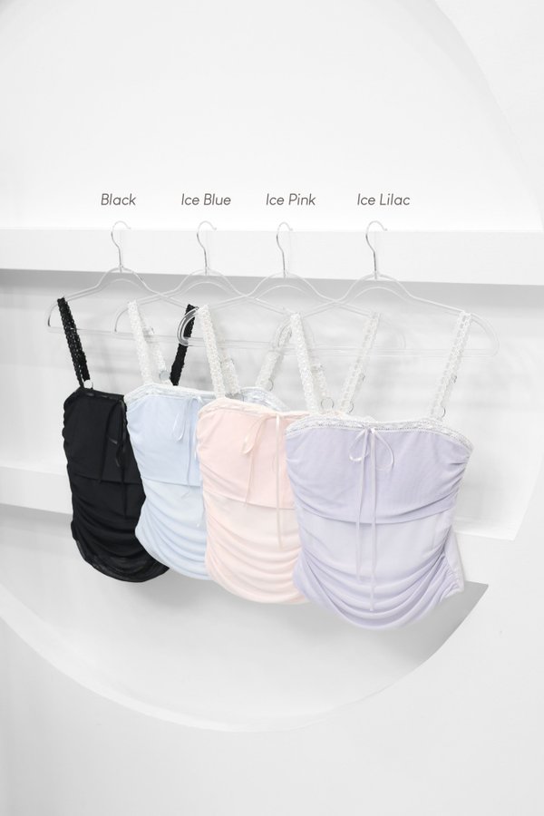 (PO ETA - END SEPT) *TPZ LUXE MESH* PRINCESS RIBBON TOP IN SOLID (MULTIPLE COLOURS)