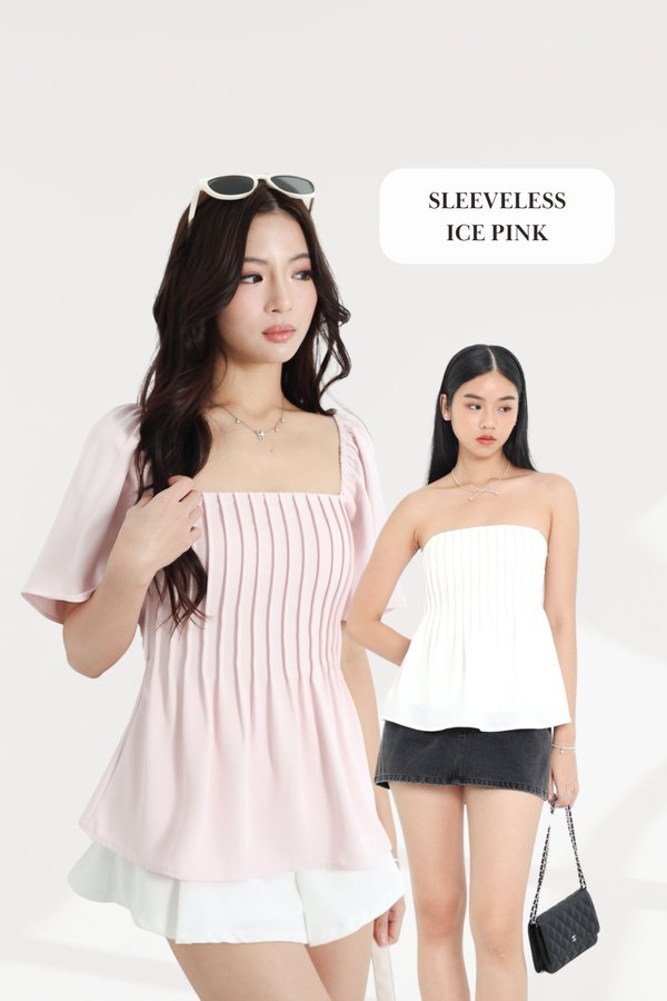 (PO ETA - END OCT) *TPZ* HESTER LONGLINE PLEATED TOP IN ICE PINK