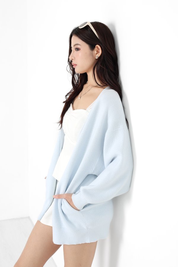 (PO ETA - END OCT) *TPZ* SLUSH OVERSIZED SOFT KNIT CARDIGAN IN ICE BLUE