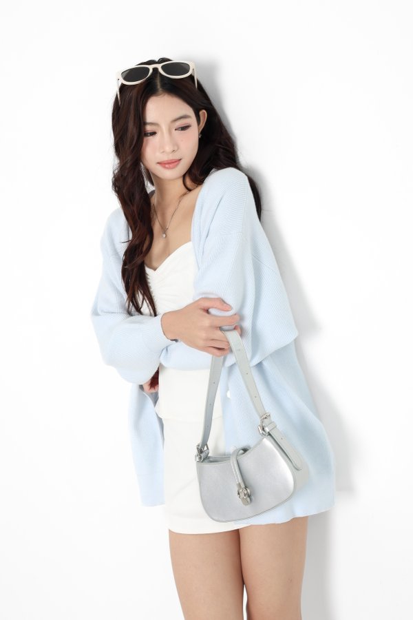 (PO ETA - END OCT) *TPZ* SLUSH OVERSIZED SOFT KNIT CARDIGAN IN ICE BLUE
