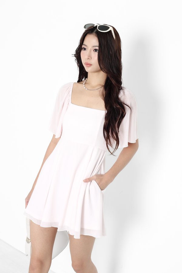 *TPZ LUXE MESH* ELLE FLUTTER SLEEVES DRESS ROMPER 3.0 WITH DETACHABLE SHORTS (MULTIPLE COLOLURS)