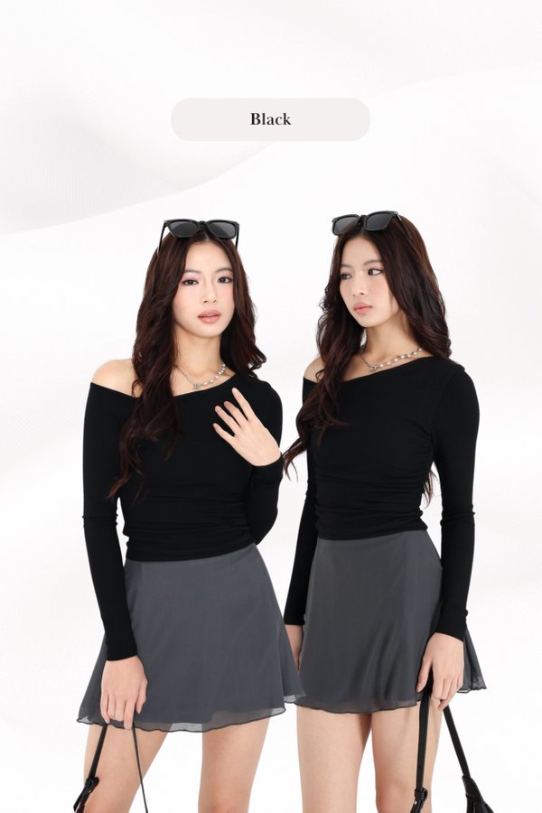 (PREORDER) *TPZ PERFECT* CLEO RUCHED LONG SLEEVES TOP (MULTIPLE COLOURS)