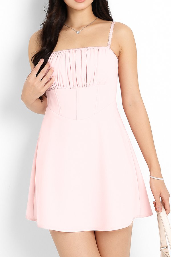 (PO ETA - END OCT) *TPZ* CANYA LACE CORSET DRESS ROMPER *WITH DETACHABLE SHORTS* IN ICE PINK