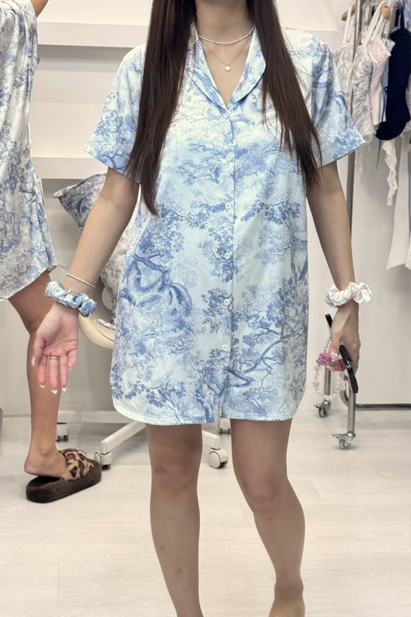 *TPZ LUXURY LOUNGE* THE MOON SATIN PADDED SHIRT DRESS IN TOILE DE SECRET (MULTIPLE COLOURS)