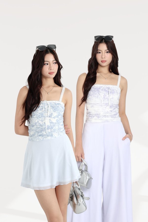 (PO ETA - END SEPT) *TPZ LUXE MESH* PRINCESS RIBBON TOP IN PRINT (MULTIPLE COLOURS)