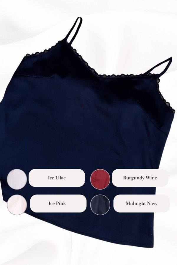 (PO ETA - EARLY DEC) *TPZ LUXURY LOUNGE* THE MOON SATIN LACE CAMISOLE TOP IN SOLID (MULTIPLE COLOURS)