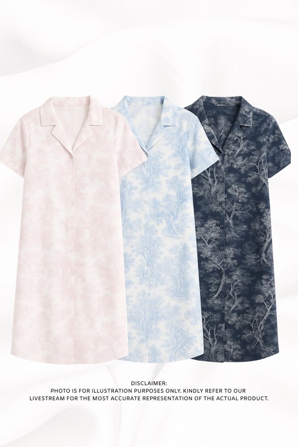 *TPZ LUXURY LOUNGE* THE MOON SATIN PADDED SHIRT DRESS IN TOILE DE SECRET (MULTIPLE COLOURS)
