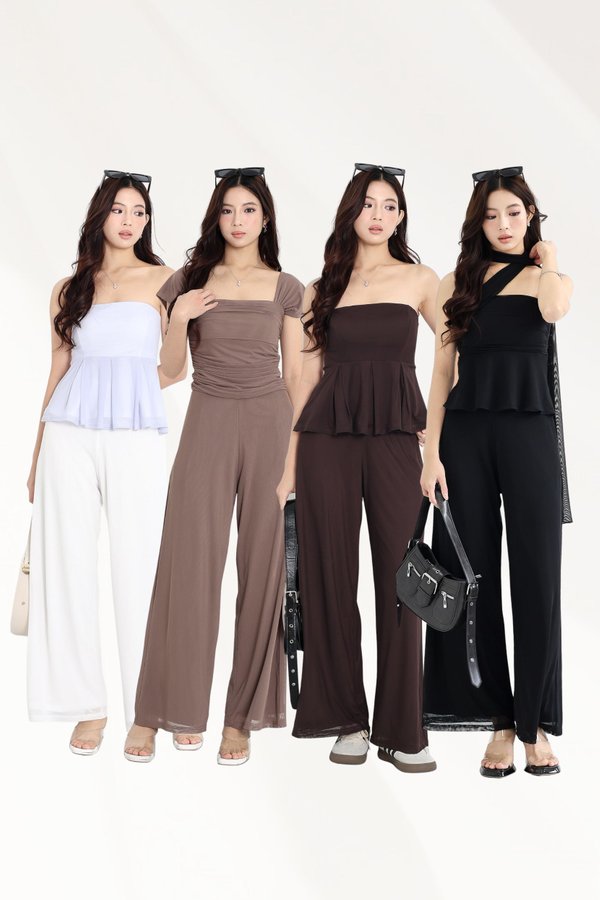 (PREORDER) *TPZ LUXE MESH* (REGULAR) STELLA 2.0 HIGH WAISTED FLOWY MESH PANTS (MULTIPLE COLOURS)