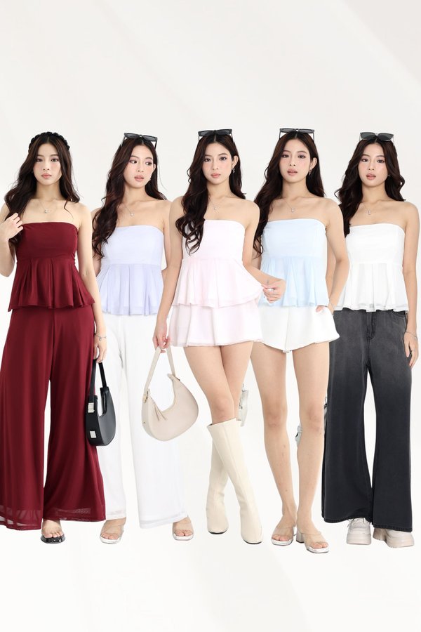 (PO ETA - EARLY DEC) *TPZ LUXE MESH* ZELDA PLEATED FLOWY TOP (MULTIPLE COLOURS)