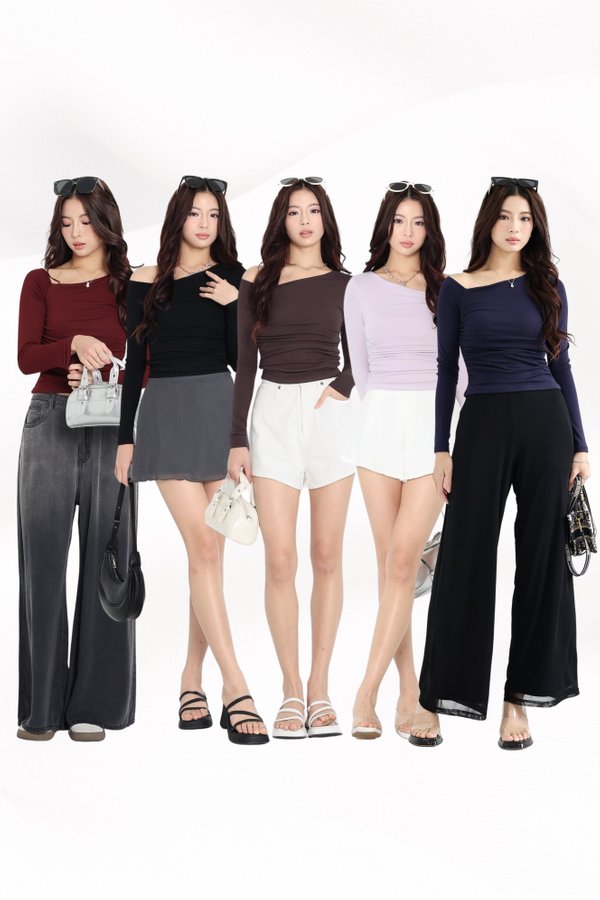 (PREORDER) *TPZ PERFECT* CLEO RUCHED LONG SLEEVES TOP (MULTIPLE COLOURS) (PREORDER) *TPZ PERFECT* CLEO RUCHED LONG SLEEVES TOP (MULTIPLE COLOURS)
