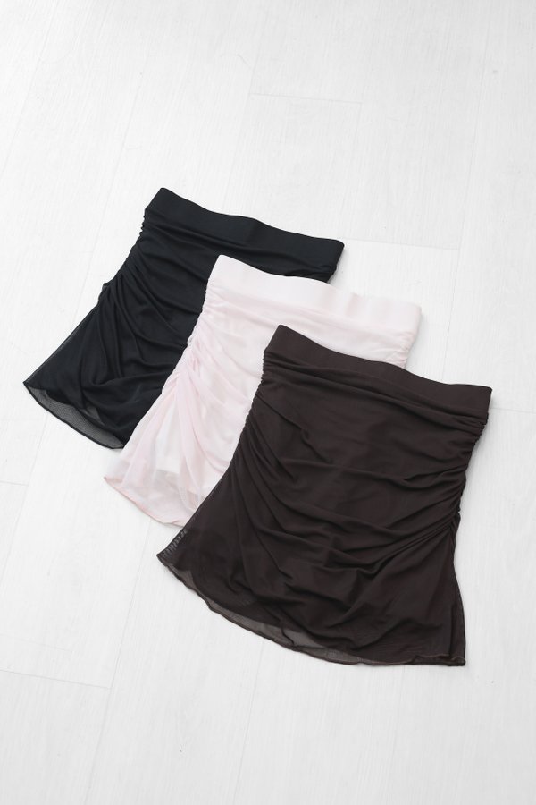 (PREORDER) *TPZ LUXE MESH* AURELIA RUCHED SKORTS (MULTIPLE COLOURS)