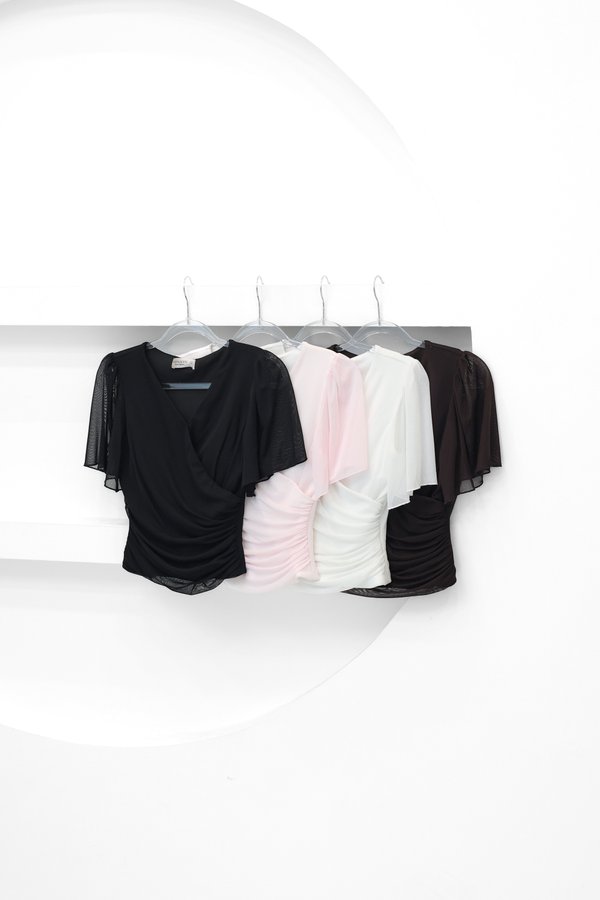 (PREORDER) *TPZ LUXE MESH* KIRA OVERLAP TOP (MULTIPLE COLOURS)