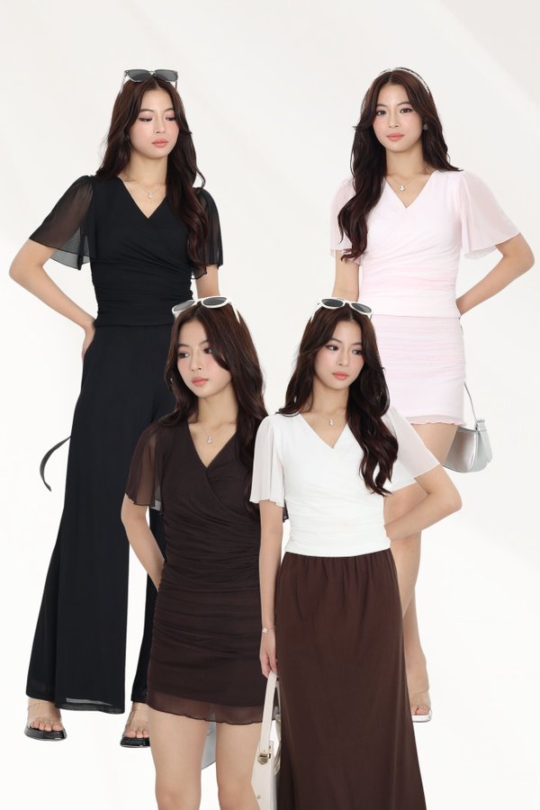 (PREORDER) *TPZ LUXE MESH* KIRA OVERLAP TOP (MULTIPLE COLOURS)