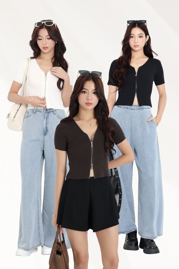 *TPZ ICONKNIT* YOLO DOUBLE ZIPPER SOFT KNIT TOP 2.0 (MULTIPLE COLOURS)