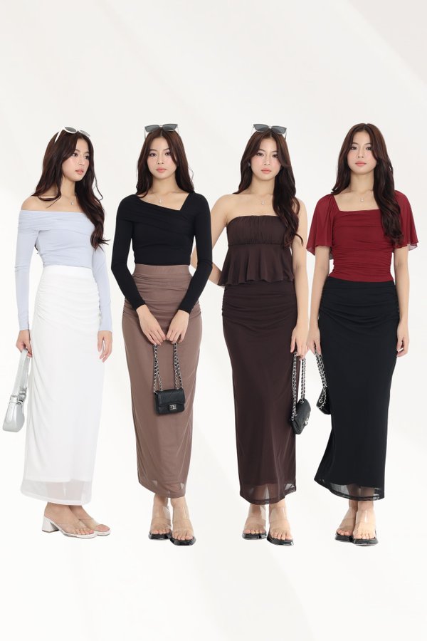 (PREORDER) *TPZ LUXE MESH* AURELIA MESH A LINE SKIRT 2.0 (MULTIPLE COLOURS)