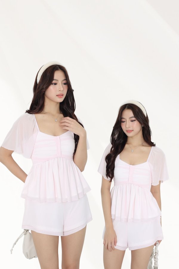 (PREORDER) *TPZ LUXE MESH* SERA BABYDOLL FLUTTER TOP (MULTIPLE COLOURS)
