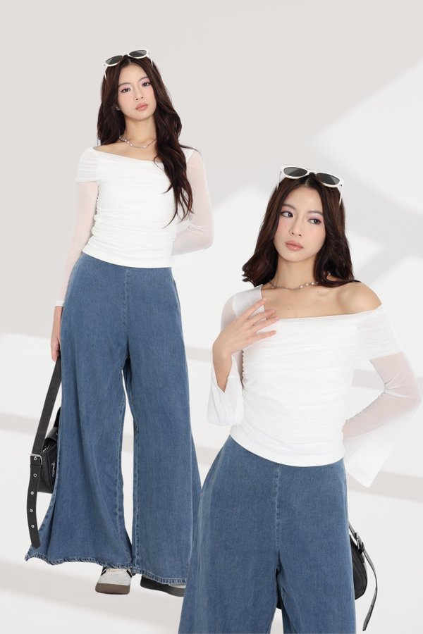 *TPZ LUXE MESH* PERFECT ON SHOULDER TOP IN SOLID (MULTIPLE COLOURS)