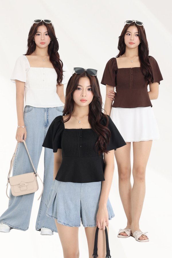 (PREORDER) *TPZ* PEBBLE LINEN FLUTTER TOP 2.0 (MULTIPLE COLOURS)