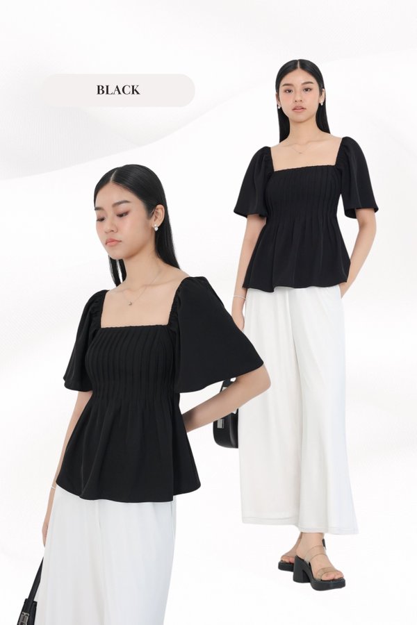 *TPZ* HESTER FLUTTER SLEEVES TOP (MULTIPLE COLOURS)