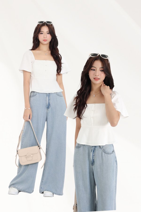 (PREORDER) *TPZ* PEBBLE LINEN FLUTTER TOP 2.0 (MULTIPLE COLOURS)