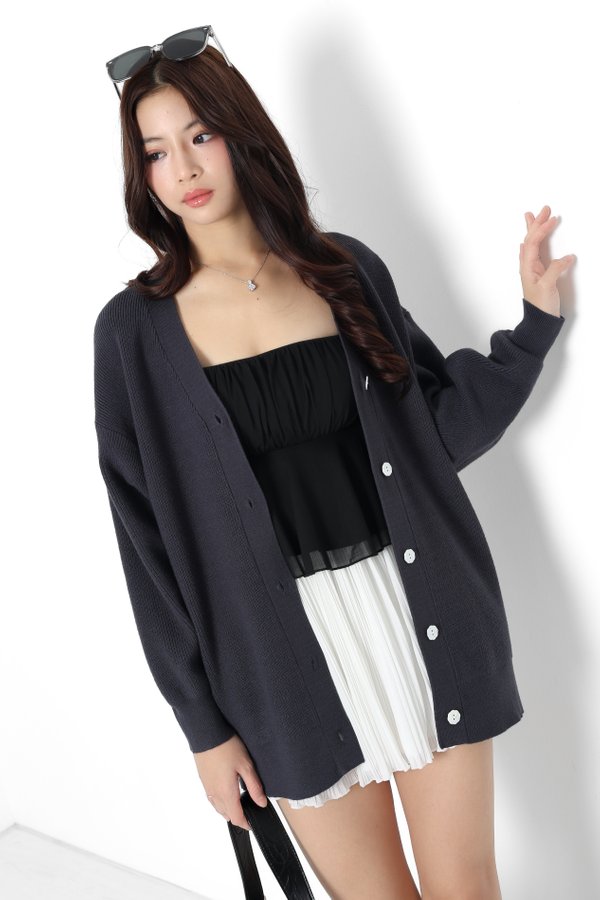 *TPZ* SLUSH OVERSIZED SOFT KNIT CARDIGAN IN TEAL GREY (902)