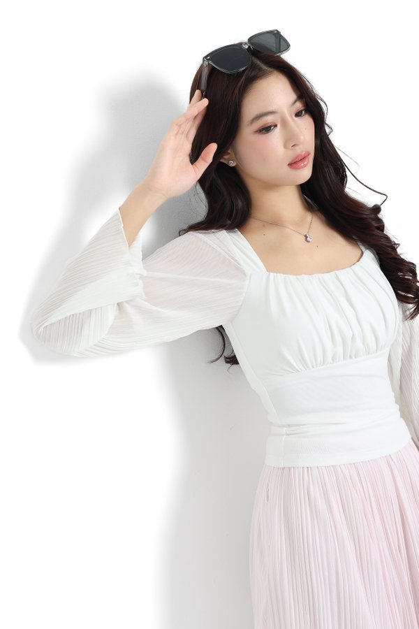 (PREORDER) *TPZ HOUSE OF PLEATS* KELLIS MESH PLEATED TOP (MULTIPLE COLOURS)