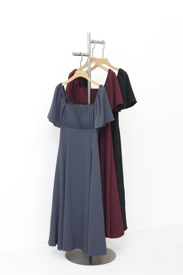 (PREORDER) *TPZ* HESTER FLUTTER PLEATED MAXI DRESS (SOLID COLOURS)