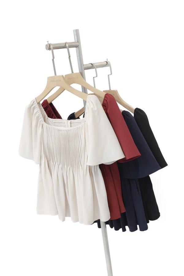 (PREORDER) *TPZ* ESTER BABYDOLL FLUTTER PLEATED TOP (MULTIPLE COLOURS)