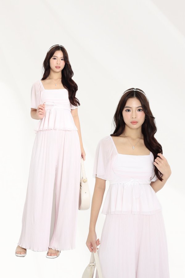 (PREORDER) *TPZ LUXE MESH* CELESTE CONTRAST FLUTTER TOP (MULTIPLE COLOURS)