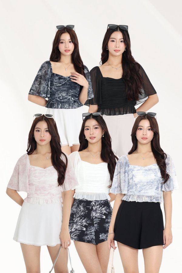 (PO ETA - END JAN) *TPZ LUXE MESH* DESTINY FLUTTER SLEEVES TOP (MULTIPLE COLOURS)