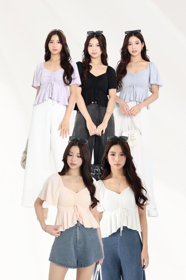 (PREORDER) *TPZ BAMBOO* AIRI FLUTTER RUCHED TOP (MULTIPLE COLOURS)