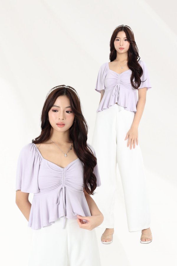 (PREORDER) *TPZ BAMBOO* AIRI FLUTTER RUCHED TOP (MULTIPLE COLOURS)