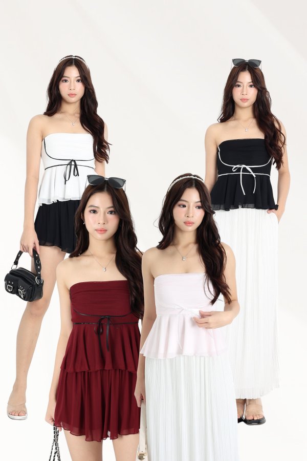 (PREORDER) *TPZ LUXE MESH* CELESTE CONTRAST BABYDOLL TOP (MULTIPLE COLOURS)