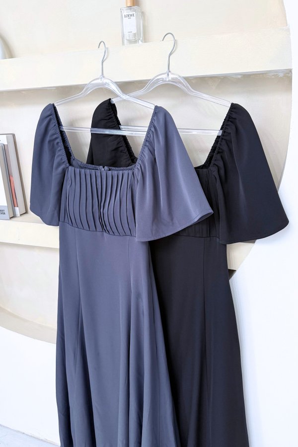 (PREORDER) *TPZ* HESTER FLUTTER PLEATED MAXI DRESS (MULTIPLE COLOURS)