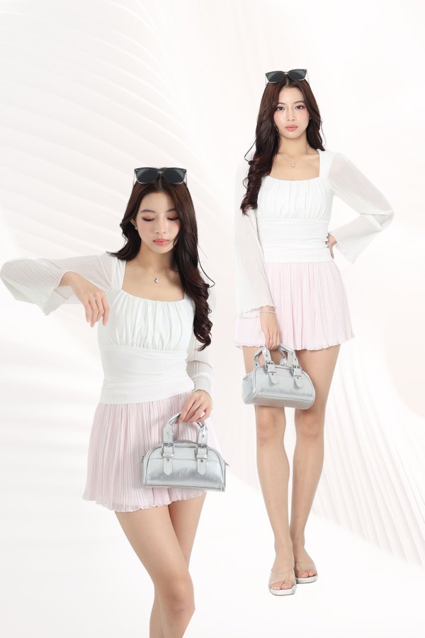 (PREORDER) *TPZ HOUSE OF PLEATS* KELLIS MESH PLEATED TOP (MULTIPLE COLOURS)