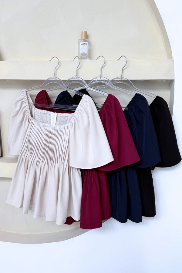 (PREORDER) *TPZ* ESTER BABYDOLL FLUTTER PLEATED TOP (MULTIPLE COLOURS)