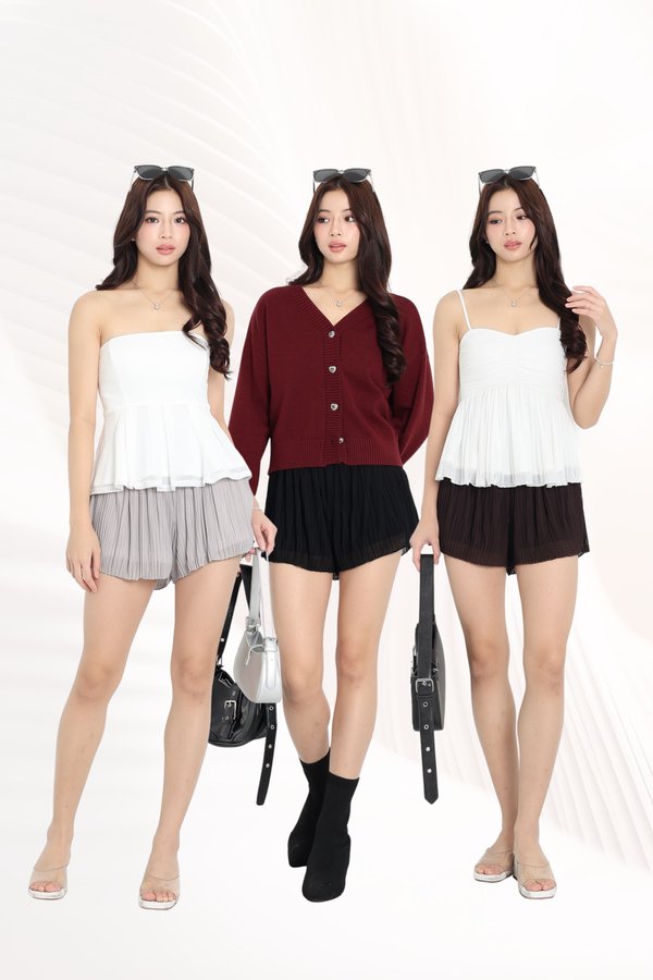 (PREORDER) *TPZ HOUSE OF PLEATS* STELLA MESH PLEATED SHORTS (MULTIPLE COLOURS)